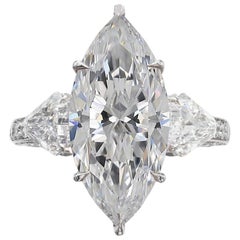 GIA Certified 7.29 Carat Marquise Cut Diamond E Color IF Clarity in Platinum