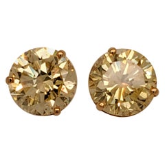 GIA Certified 7.73 Carat Canary Round Diamond Studs