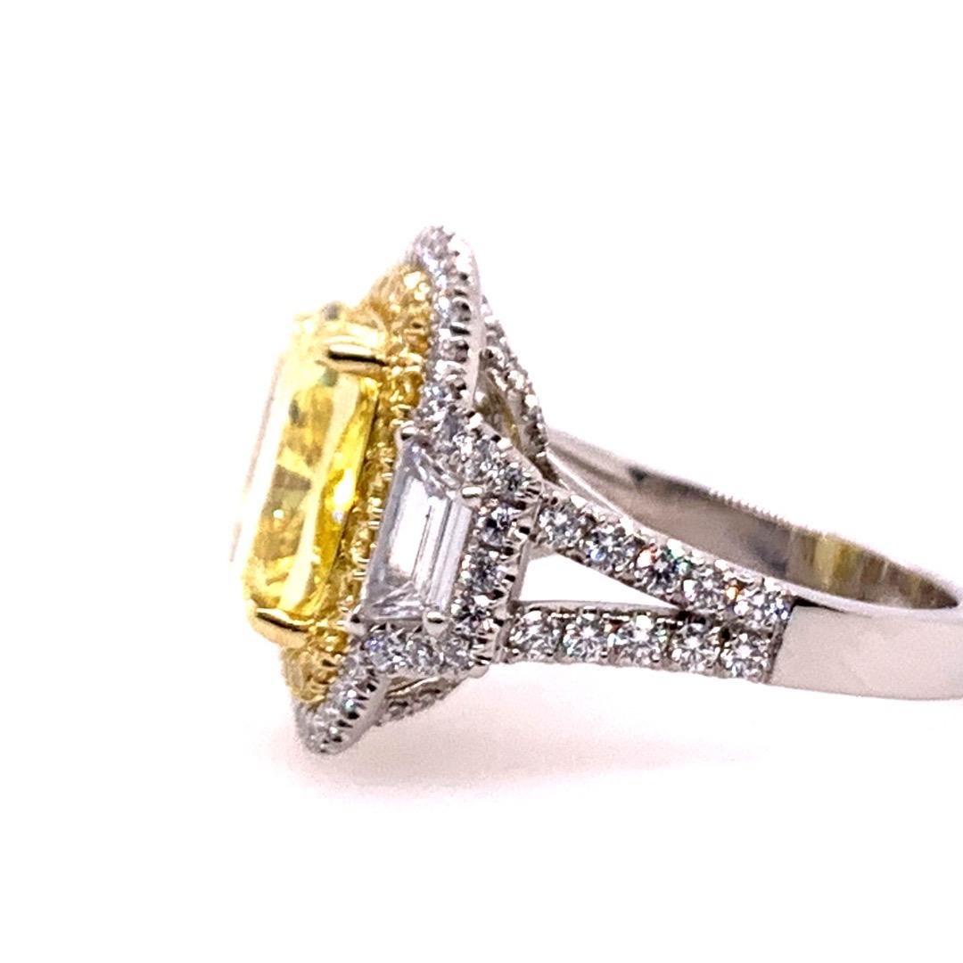 GIA Certified 7.74 Carat Natural Fancy Vivid Yellow Diamond Modern Platinum Ring 1