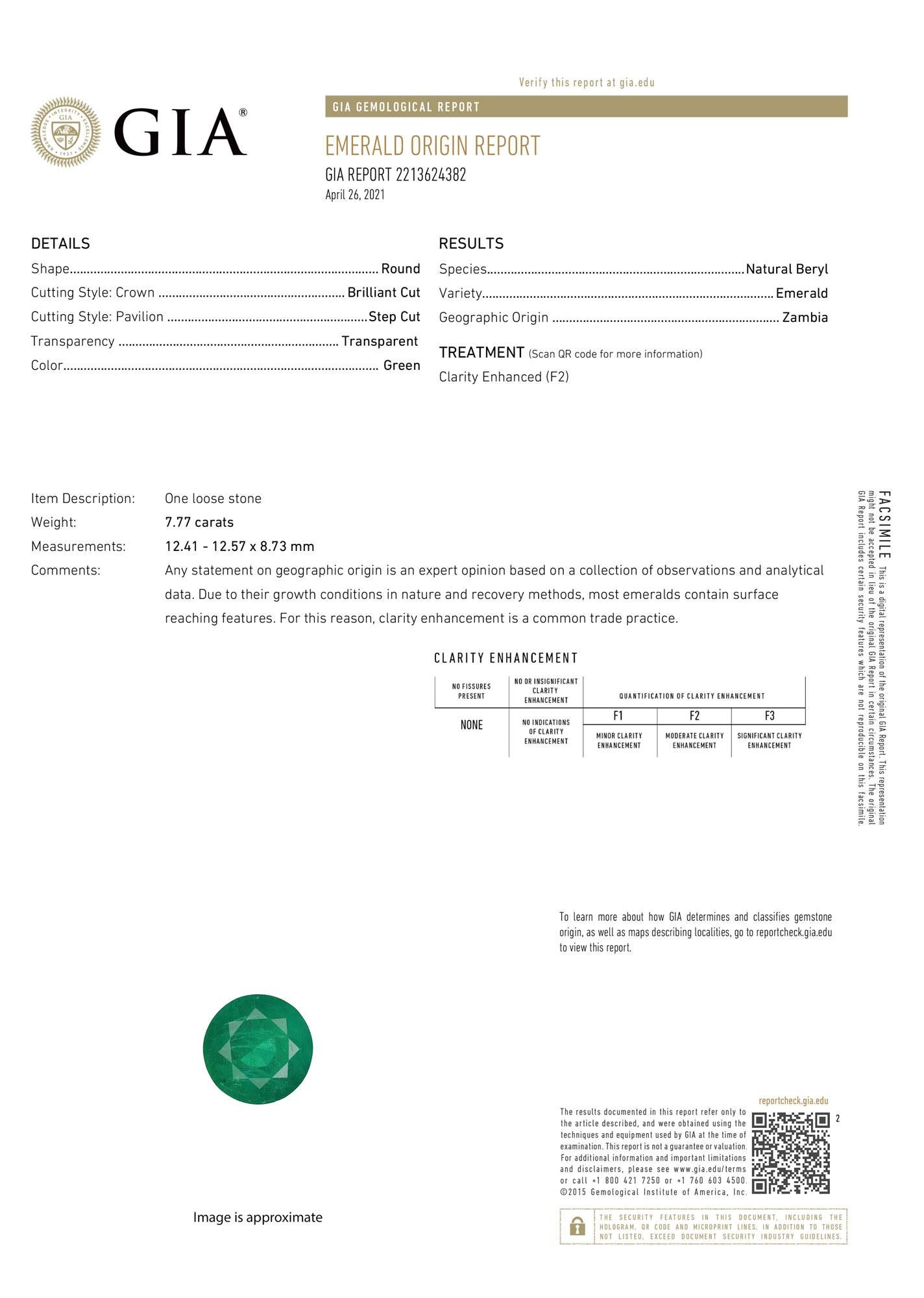 GIA-zertifizierter 7,77 Karat runder grüner Smaragd Platin & Gelbgold Diamantring im Angebot 3