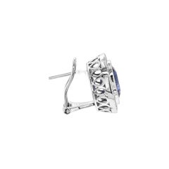 GIA Certified 7.77 Carat Sapphire and White Diamond White Gold Earrings