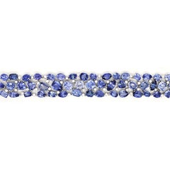 GIA Certified 77.83 Carat Sapphire and White Diamond White Gold Bracelet