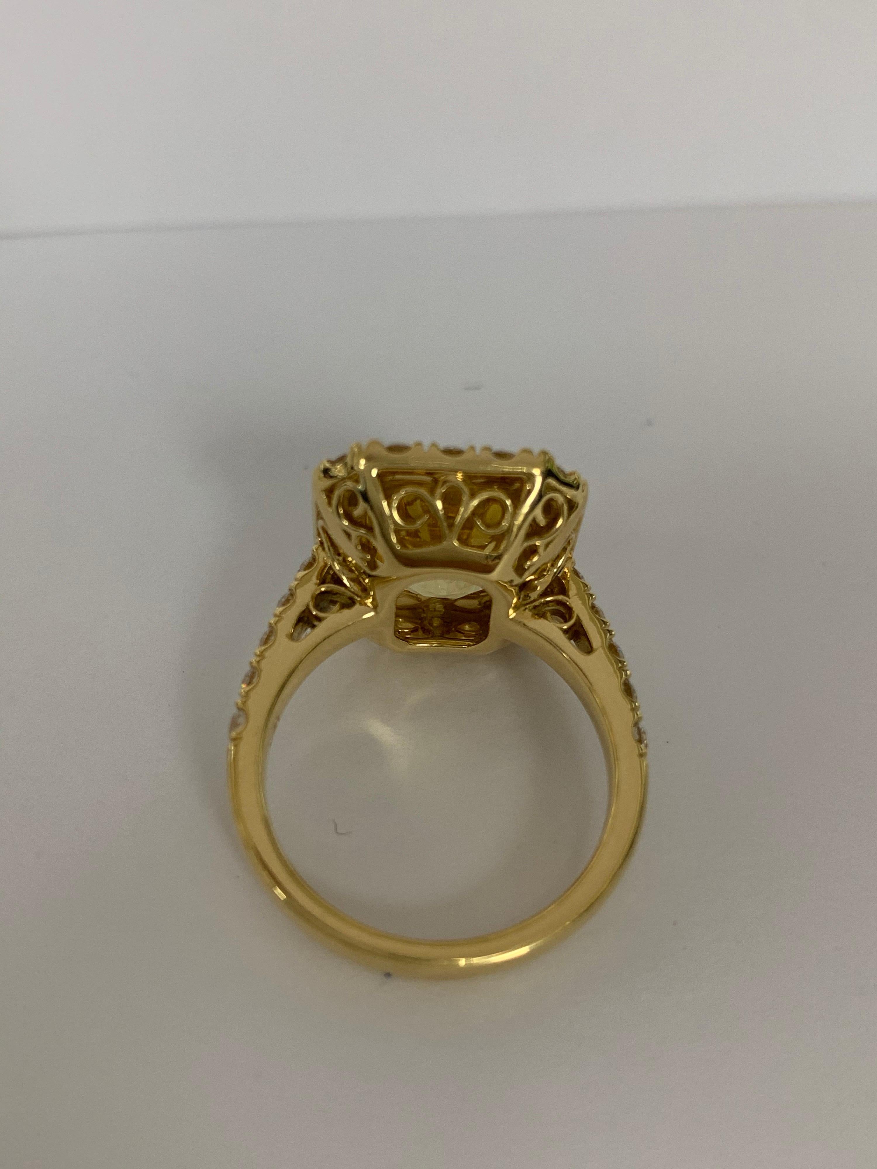 Women's GIA Certified 7.79 Carat Yellow Sapphire Diamond Ring