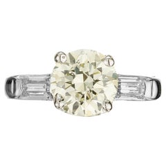 Gia Certified .78 Carat Round Yellow Diamond White Gold Art Deco Engagement Ring