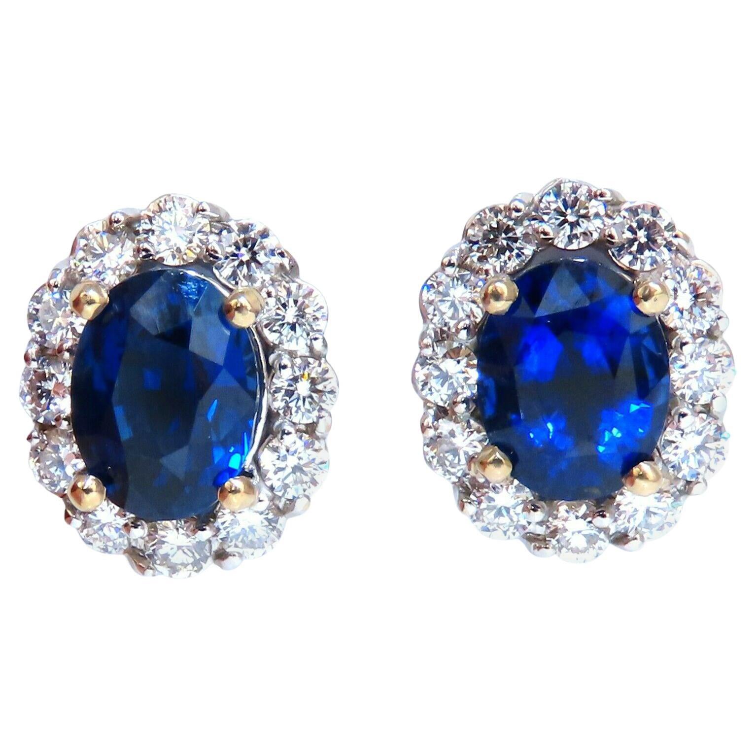 Orecchini con diamanti e zaffiro blu reale naturale da 7,81 ct, certificati GIA, 14kt* in vendita