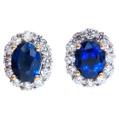 GIA Certified 7.81ct Natural Royal Blue Sapphire Diamond Earrings 14kt