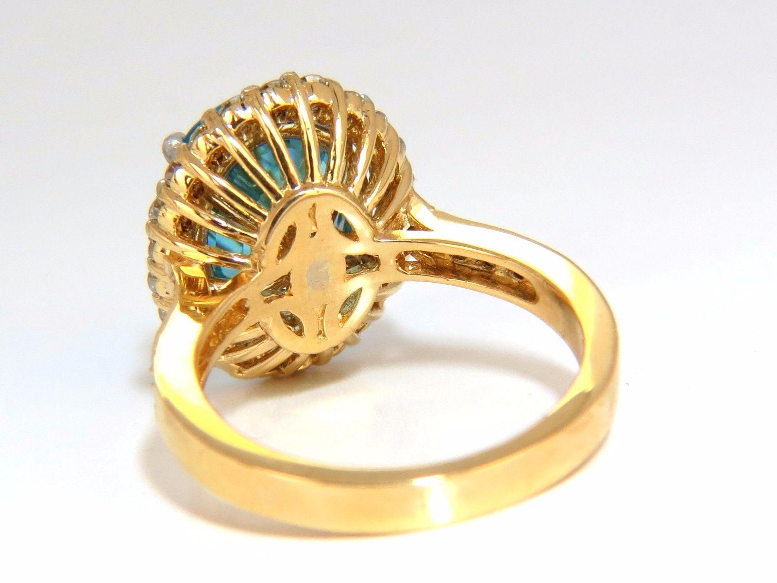 Women's or Men's GIA Certified 7.83 Carat Natural Greenish Blue Zircon Diamonds Ring Halo Raised For Sale