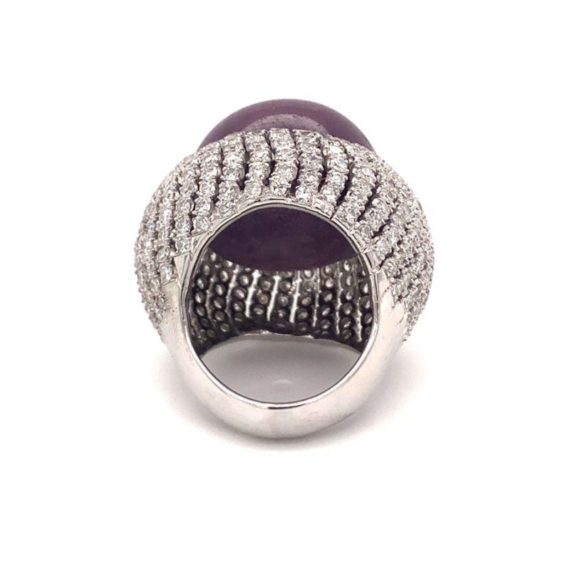 Anillo de oro blanco de 14 quilates con bomba de diamantes y rubí estrella certificado por la Gia de 78,67 quilates en Bueno estado para la venta en Beverly Hills, CA
