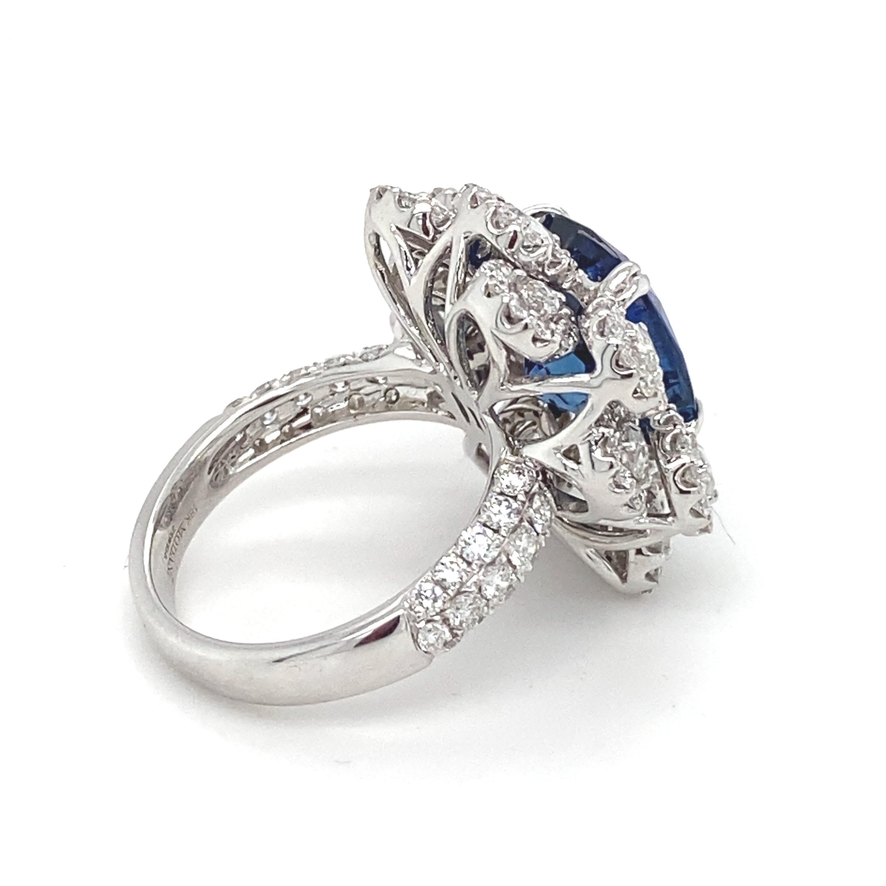 GIA Certified 7.87 Carat Cushion Shape Blue Sapphire Diamond 18K Engagement Ring For Sale 1