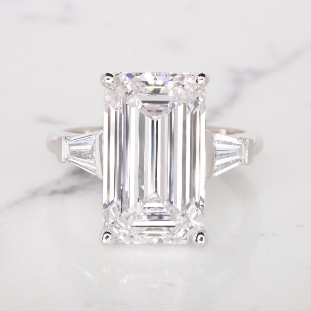 Art Deco GIA Certified 7.88 Carat Type IIA Emerald Cut Diamond Engagement Ring