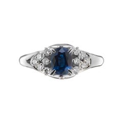 Platin-Verlobungsring mit GIA-zertifiziertem .79 Karat blauem Saphir und Diamant