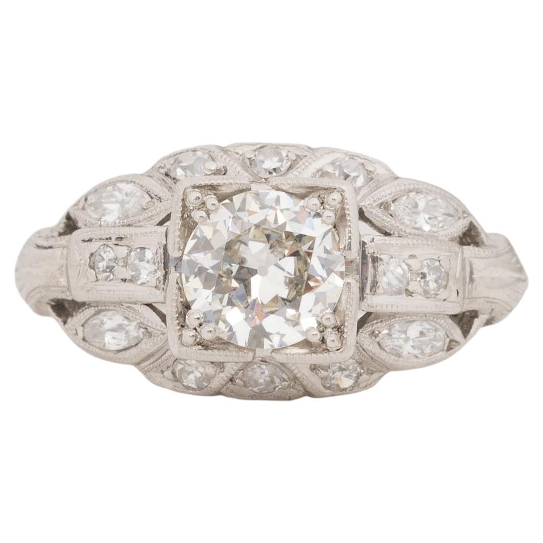 GIA Certified .79 Carat Diamond Platinum Engagement Ring For Sale