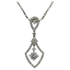 GIA Certified .79 Carat Diamond Shield Pendant Necklace in 18K White Gold