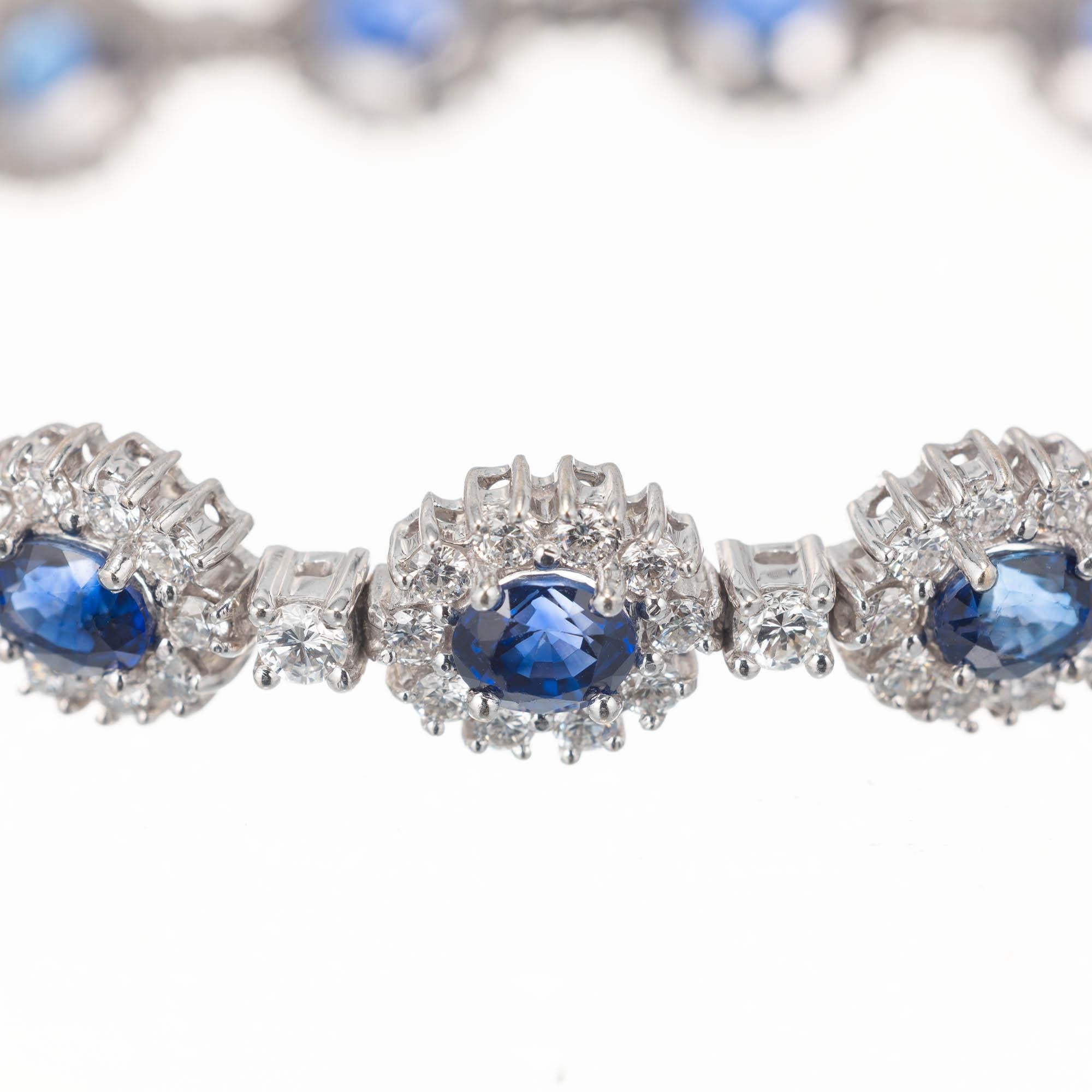 Women's GIA Certified 7.90 Carat Blue Sapphire Diamond Halo Gold Bracelet