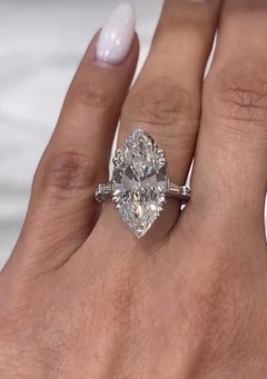 GIA Certified 7.90 Carats Flawless D Color Marquise Shape Diamonds 18K Gold Ring