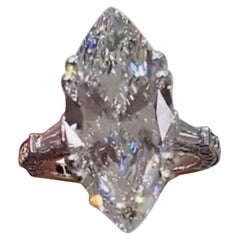 GIA Certified 7.90 Carats Flawless D Color Marquise Shape Diamonds 18K Gold Ring