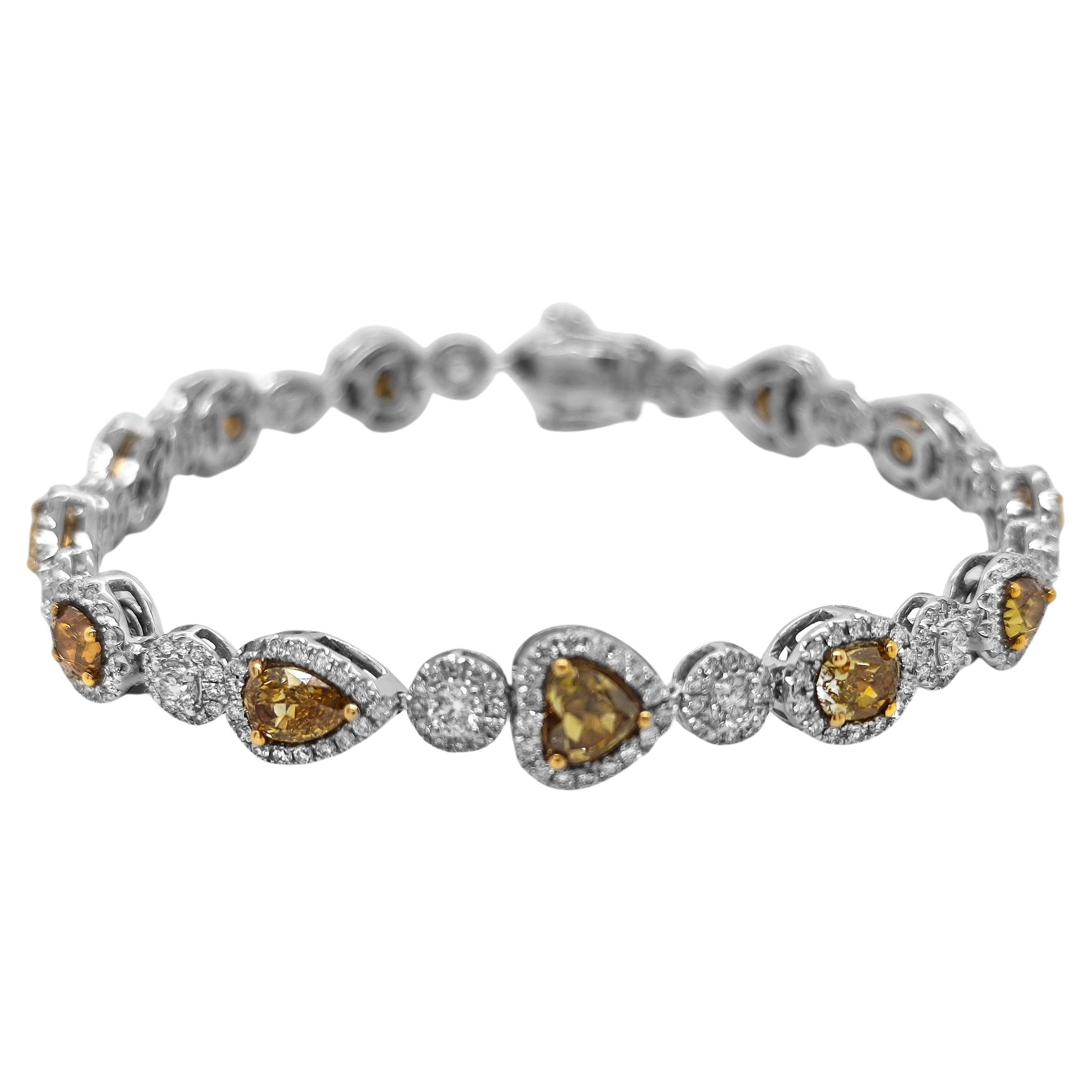 GIA Certified 7.96 Carats Fancy Diamond White Gold Bracelet