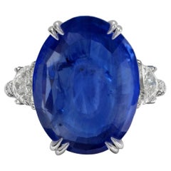 GIA Certified 8 Carat Burma Origin Oval Blue Sapphire Diamond Solitaire Ring