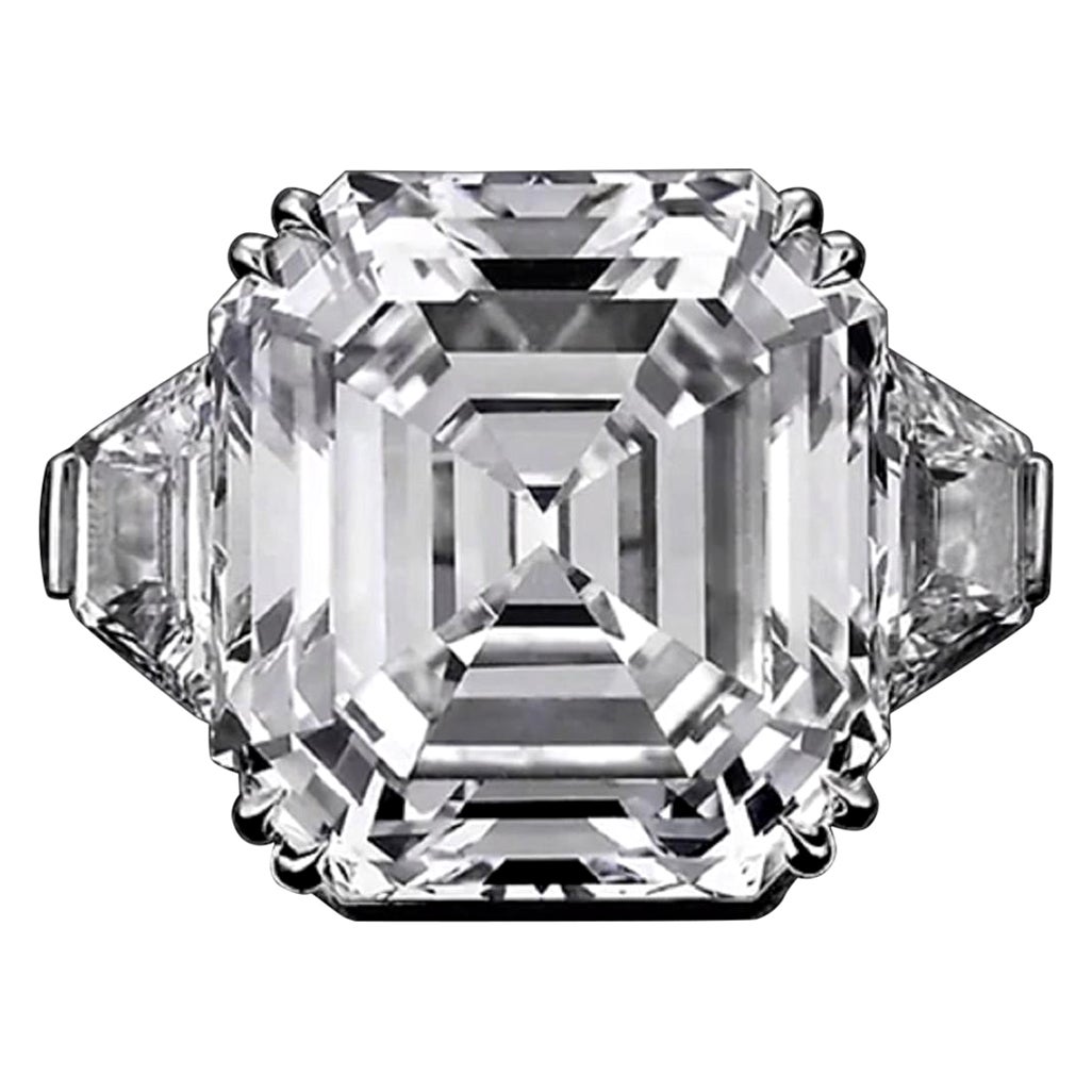 Verlobungsring mit GIA-zertifiziertem 8 Karat E Farbe VVS1 Trapezschliff Diamant im Asscher-Schliff