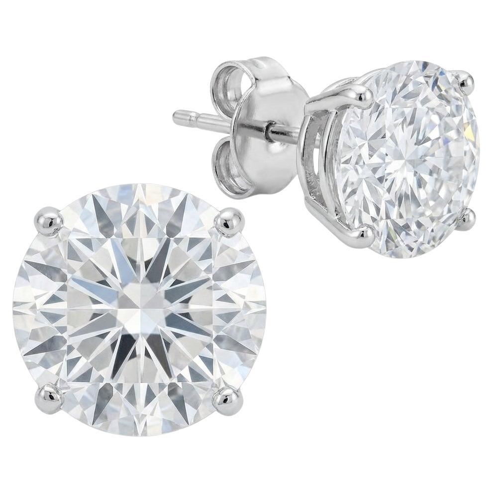 GIA Certified 8 Carat E-F VS Round Diamond 18k Gold Stud Earrings