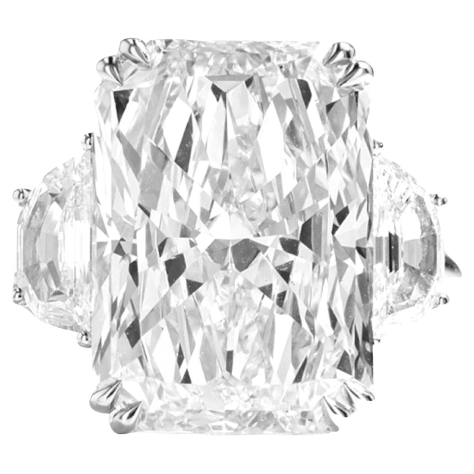 Anello con diamante taglio radiante allungato certificato GIA da 8 carati