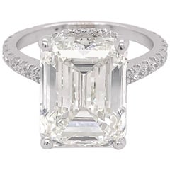 GIA Certified 8 Carat Emerald Cut Diamond 18k White Gold Engagement Ring