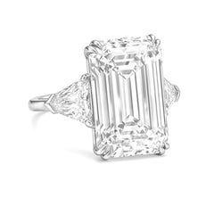 GIA Certified 8.07 Carat Emerald Cut Diamond Engagement Ring with trillion