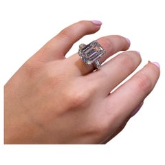 GIA Certified 8 Carat Emerald Cut Diamond Platinum Ring