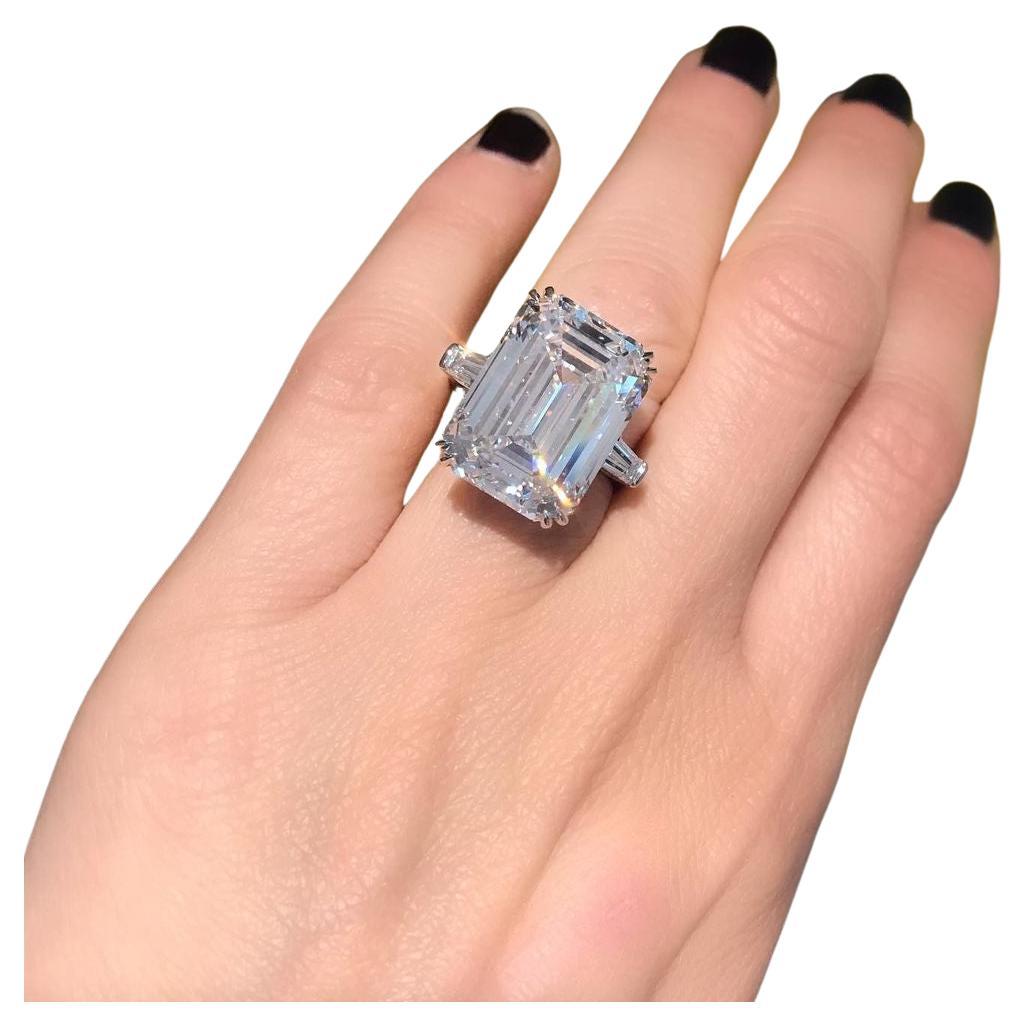 Contemporary GIA Certified 8 Carat Emerald Cut Diamond Platinum Ring For Sale