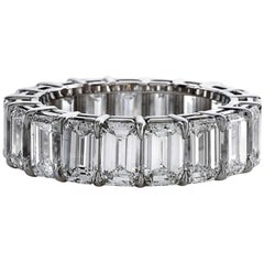 GIA Certified 8 Carat Emerald Cut Eternity Band Ring