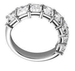 GIA Certified 8 Carat Emerald Cut F VS Diamonds White Gold Half Eternity Band