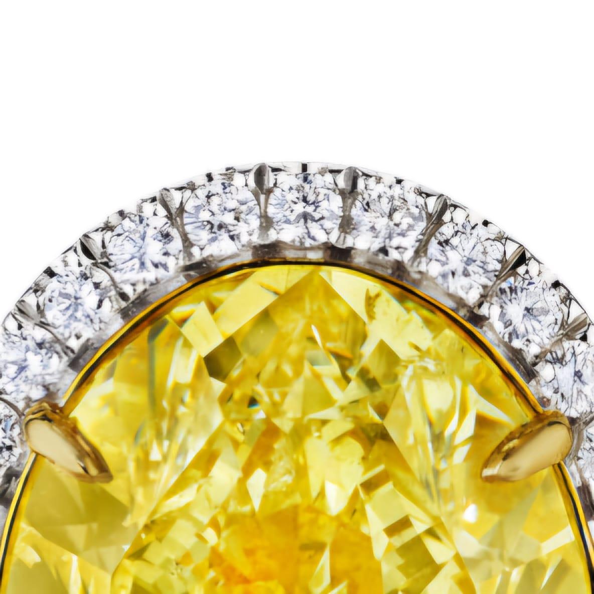GIA Certified 8 Carat Fancy Yellow Oval Cut Diamond Halo Ring For Sale 5