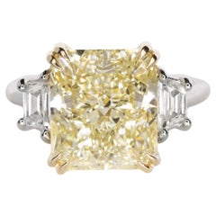 GIA Certified 8 Carat Fancy Yellow Radiant Cut Diamond Ring