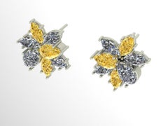 GIA Certified 8 Carat Fancy Yellow White Diamond Cluster Earrings