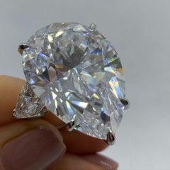 GIA Certified 8.02 Carat Pear Cut Diamond F Color IF Clarity Ring in Platinum