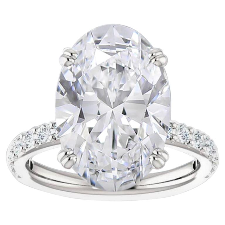 GIA Certified 6.25 Carat Oval Diamond Platinum Solitaire Engagement Ring 