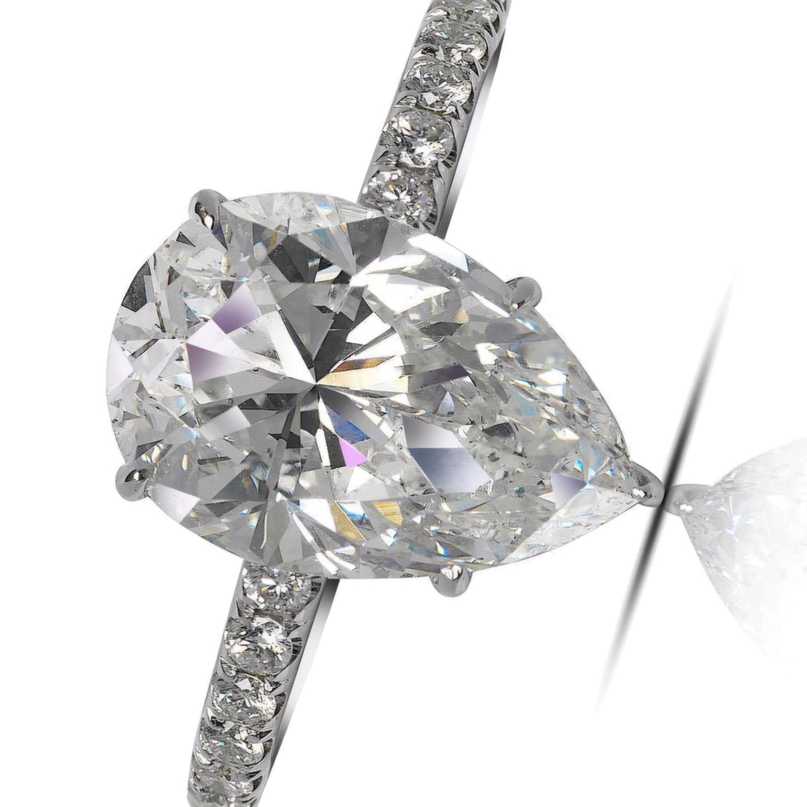 Bague certifiée GIA avec diamant taille poire de 8 carats en vente 2