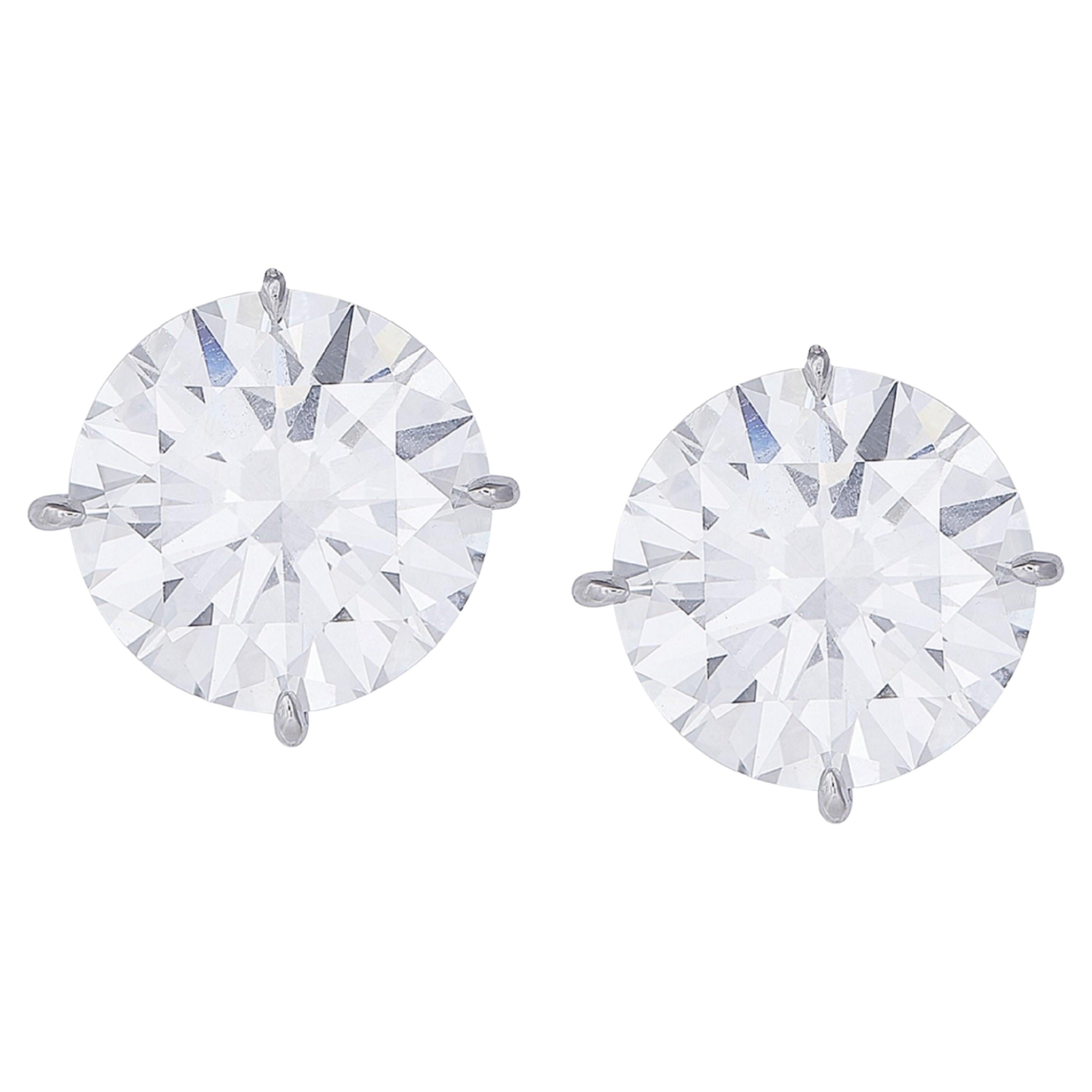 GIA Certified 3.52 Carat Round Brilliant Cut Diamond Studs For Sale at ...
