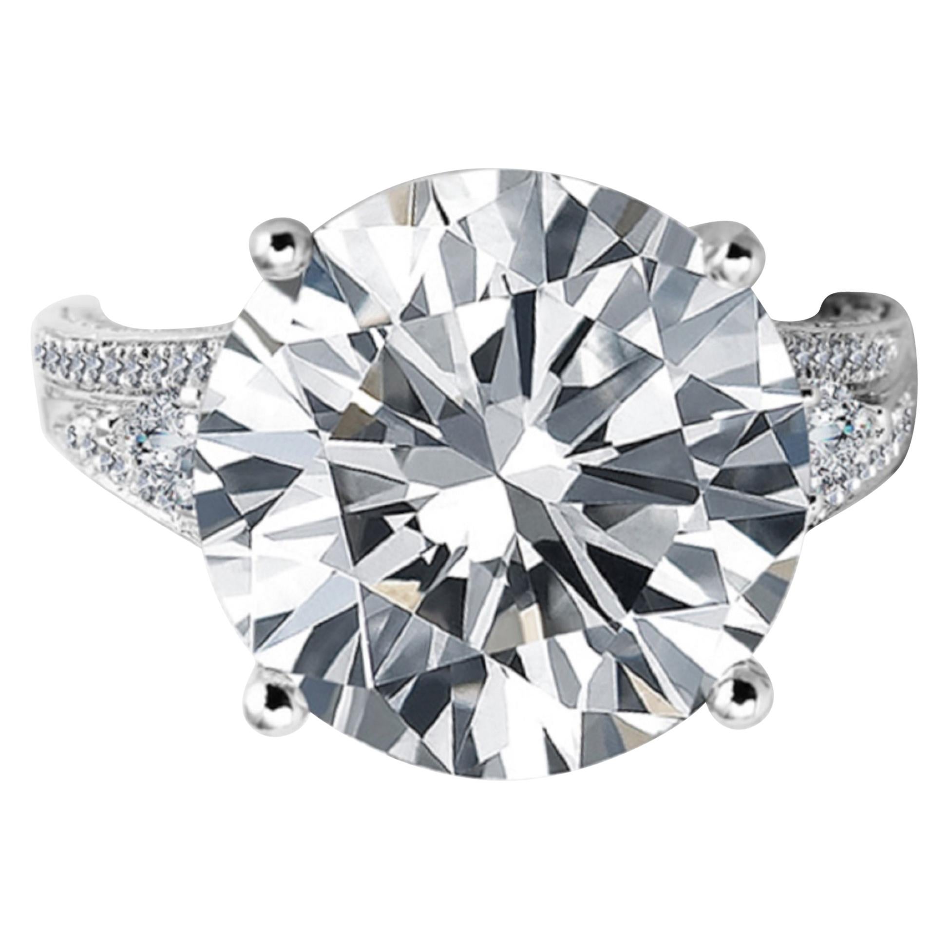 GIA Certified 6.17 Carat Round Brilliant Cut Diamond Ring 