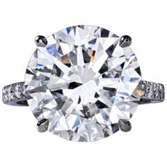 GIA 5 Carat Round Brilliant Cut Diamond Ring Triple Excellent Cut D Color VS1