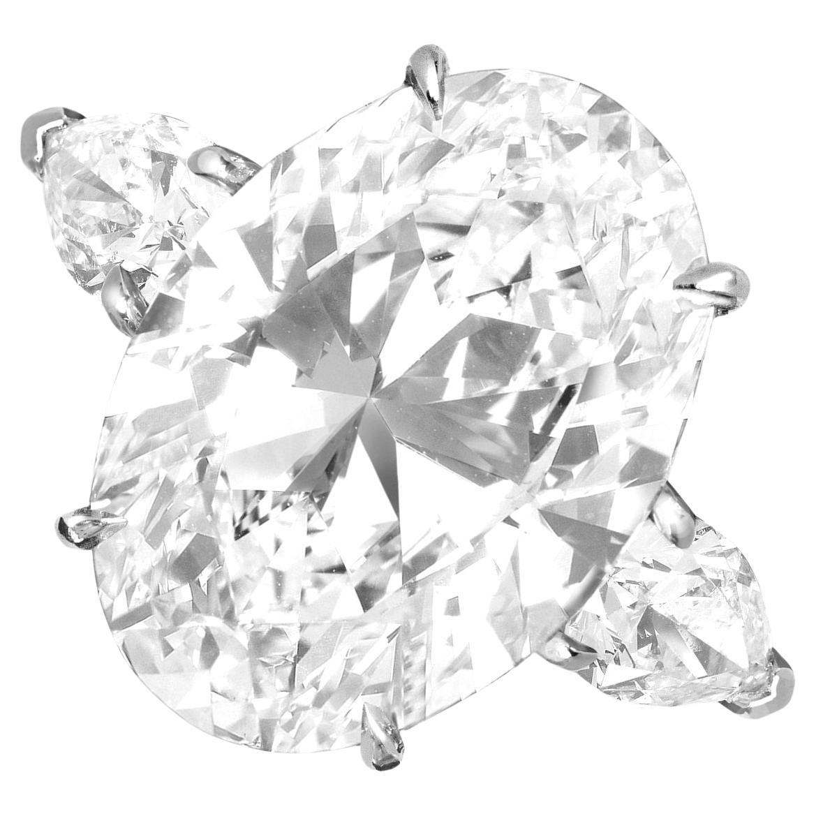Bague en or blanc 18 carats avec diamant taille ovale de 8,02 carats certifié GIA