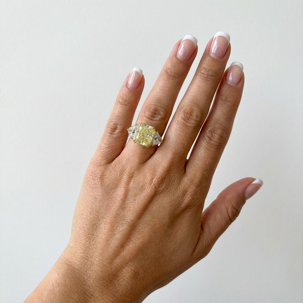 D'une brillance rare et d'une élégance intemporelle, cette bague exceptionnelle est centrée sur un diamant de 8 carats certifié par le GIA, d'une pureté VVS2, présentant un excellent poli, une excellente symétrie et aucune fluorescence - une