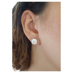 GIA Certified 8 Carat White Gold Cushion Platinum Earrings