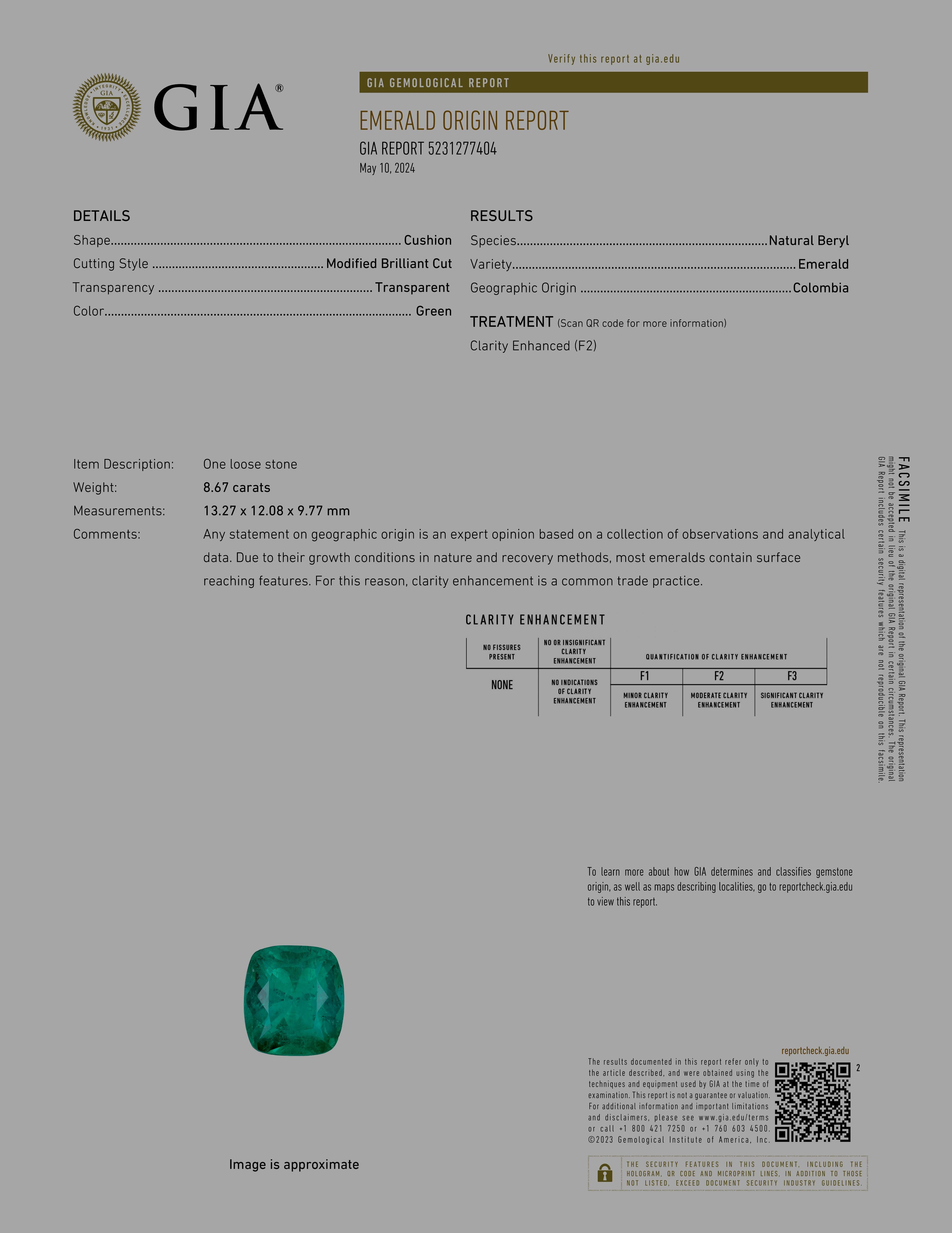 Certificado GIA 8 Ct. Anillo de Platino con Diamante Esmeralda Colombiano Corte oval en venta