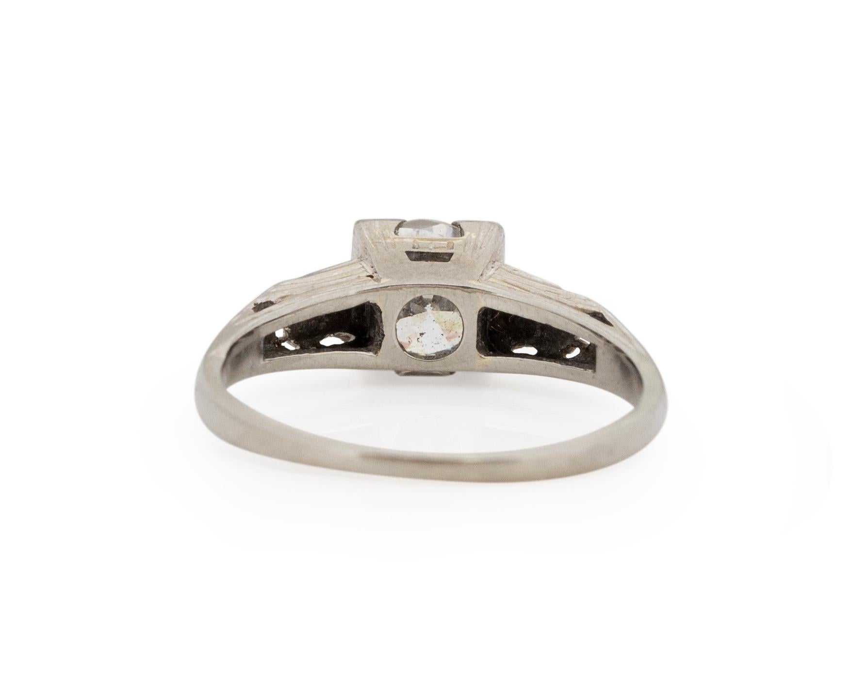 GIA Certified .80 Carat Art Deco Diamond 18 Karat White Gold Engagement Ring In Good Condition For Sale In Atlanta, GA