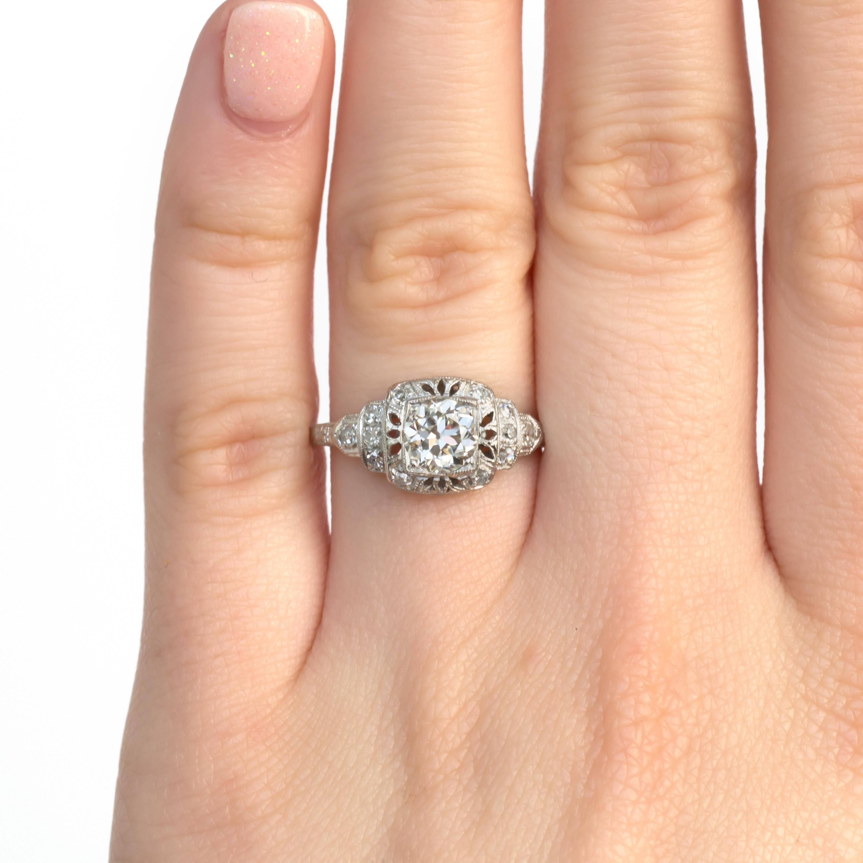 Art Deco GIA Certified .80 Carat Diamond Platinum Engagement Ring For Sale