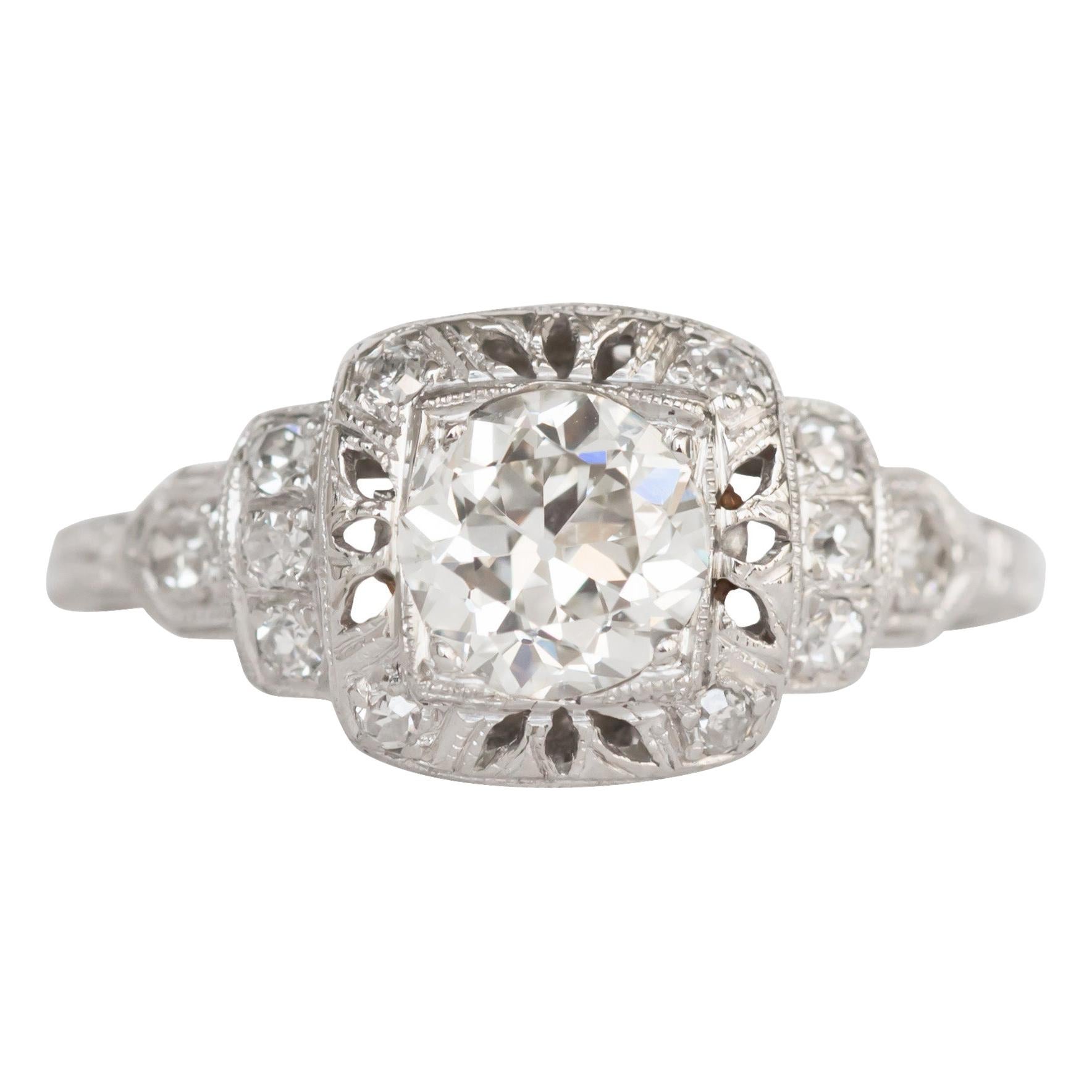 GIA Certified .80 Carat Diamond Platinum Engagement Ring For Sale