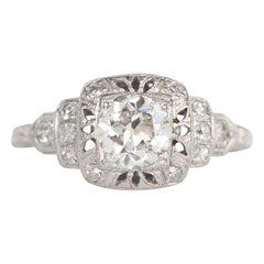 Antique GIA Certified .80 Carat Diamond Platinum Engagement Ring