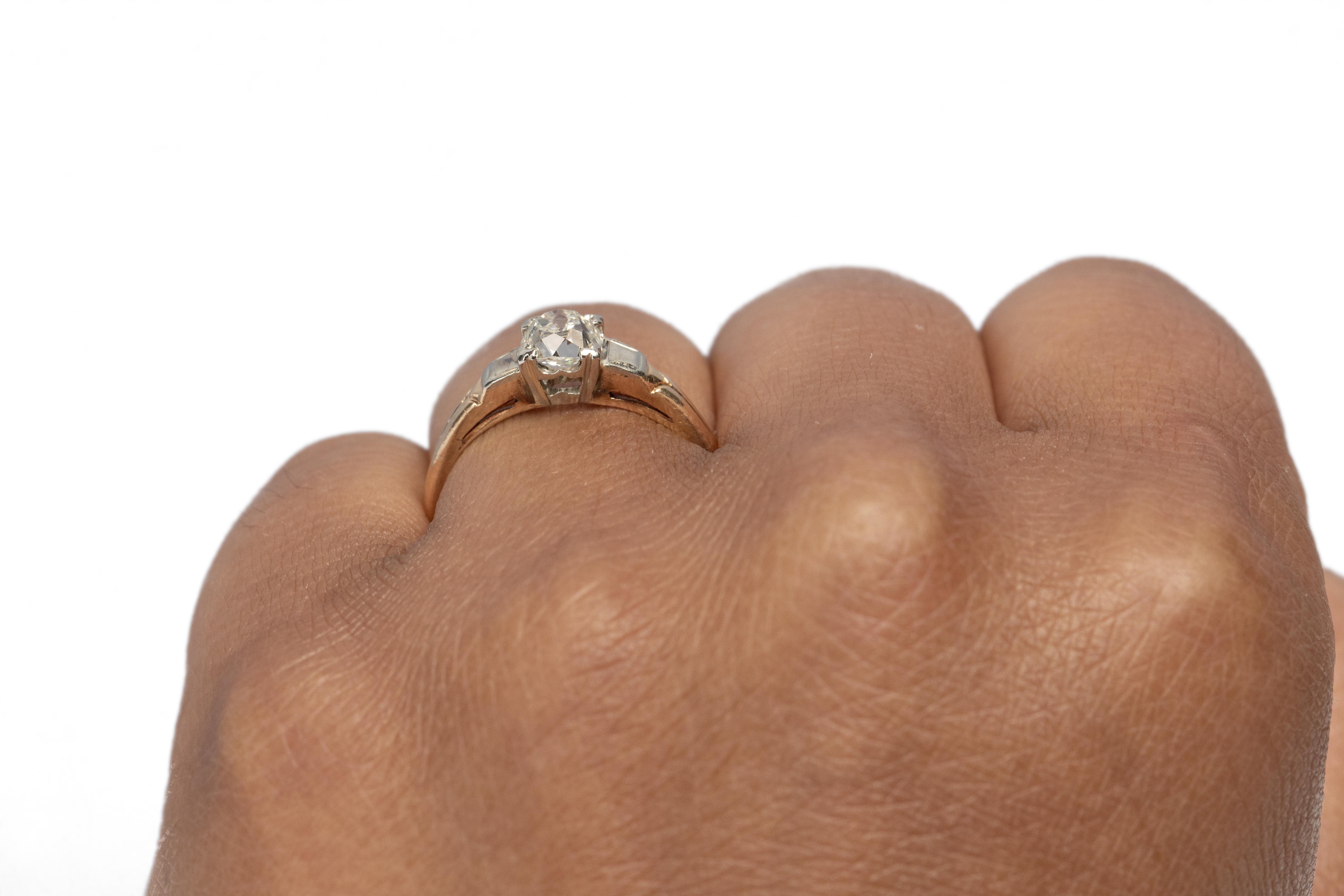 Old Mine Cut GIA Certified .80 Carat Edwardian Diamond 14 Karat Yellow Gold Engagement Ring For Sale