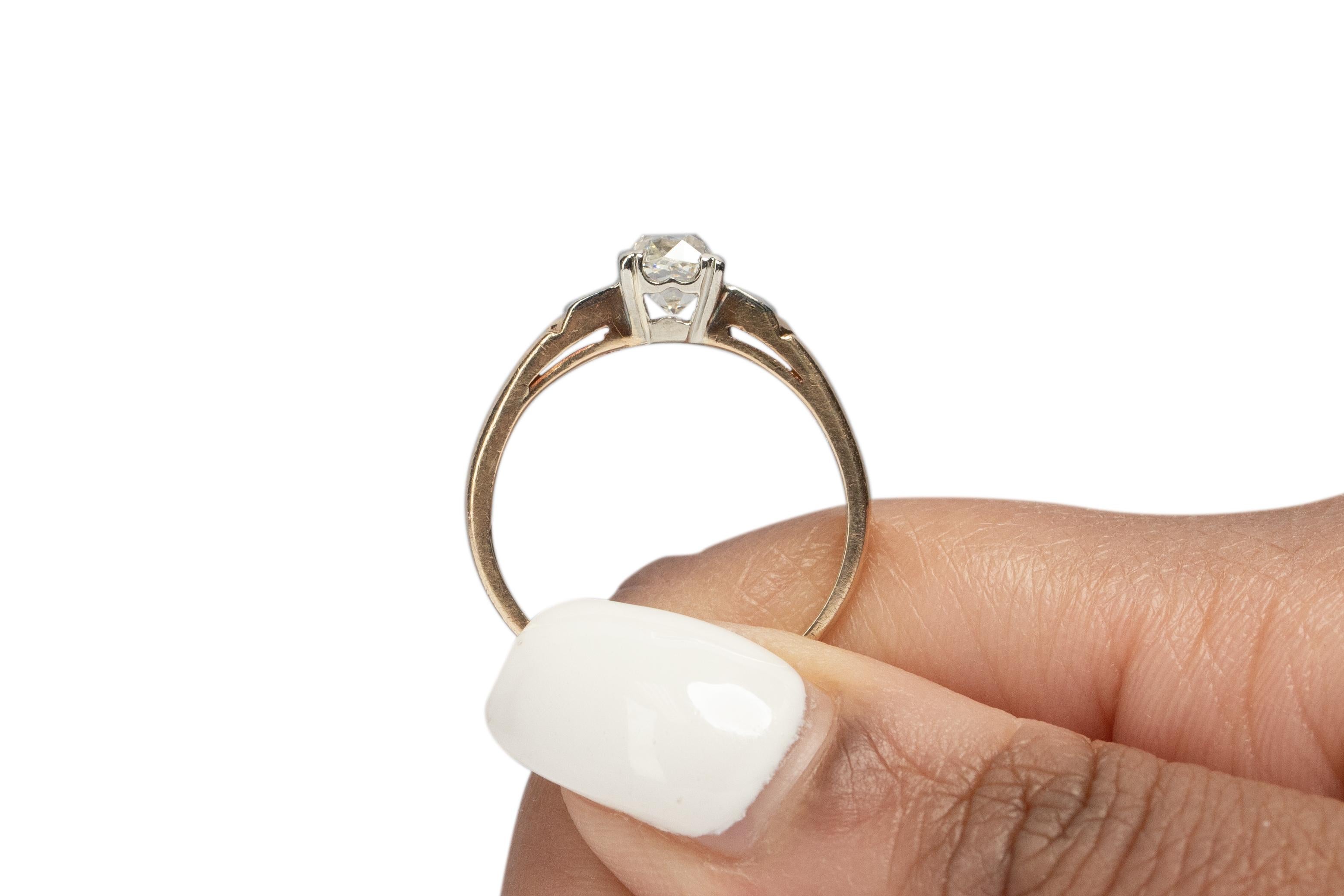 Women's GIA Certified .80 Carat Edwardian Diamond 14 Karat Yellow Gold Engagement Ring For Sale